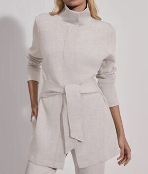 VARLEY Anset Jacket DoubleSoft Snap High Neck Belted Wrap Cardigan Sweatshirt